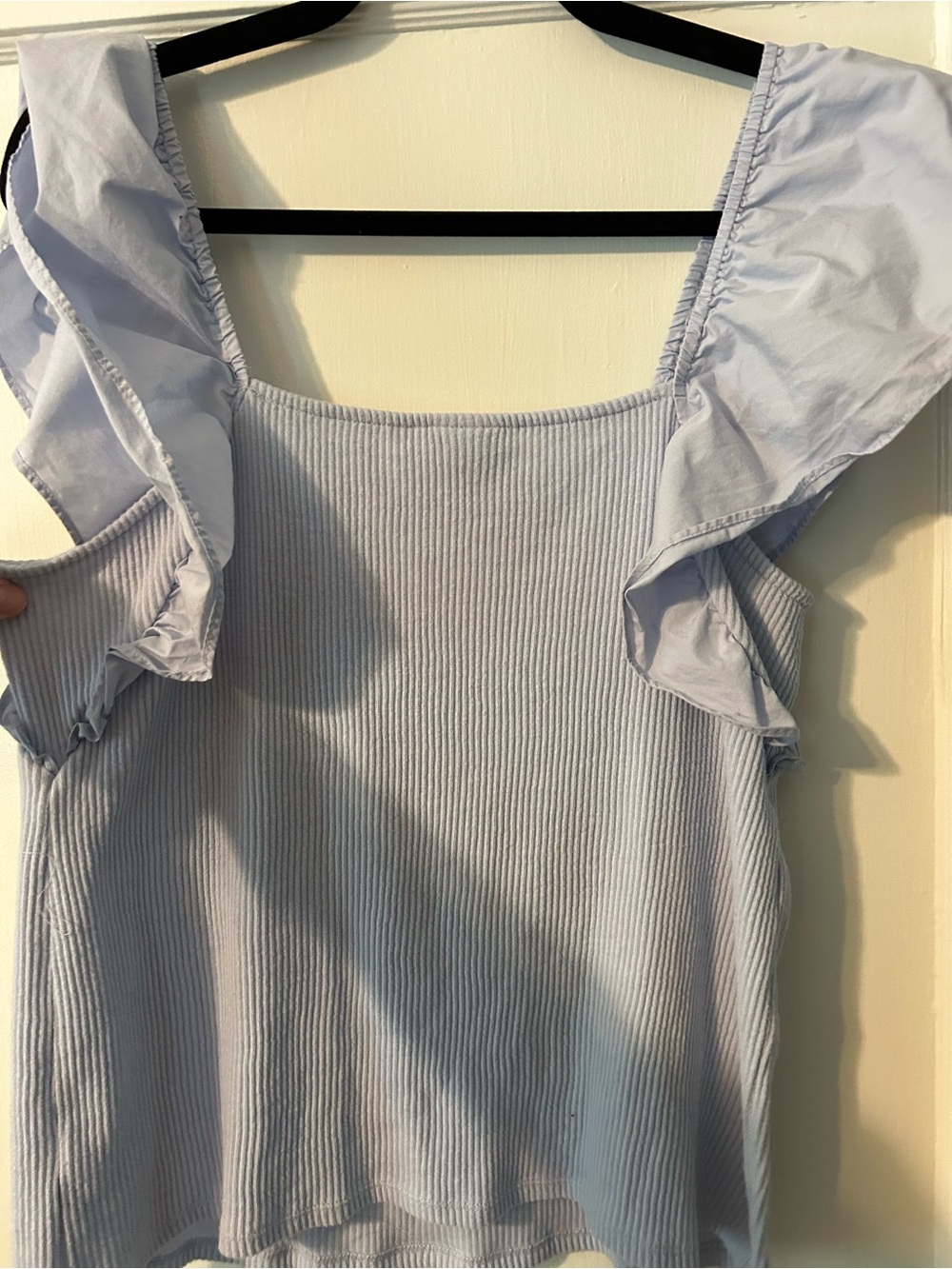 a new day Light Periwinkle Ruffle-Sleeve Square-Neck Tank - Picture 4 of 4